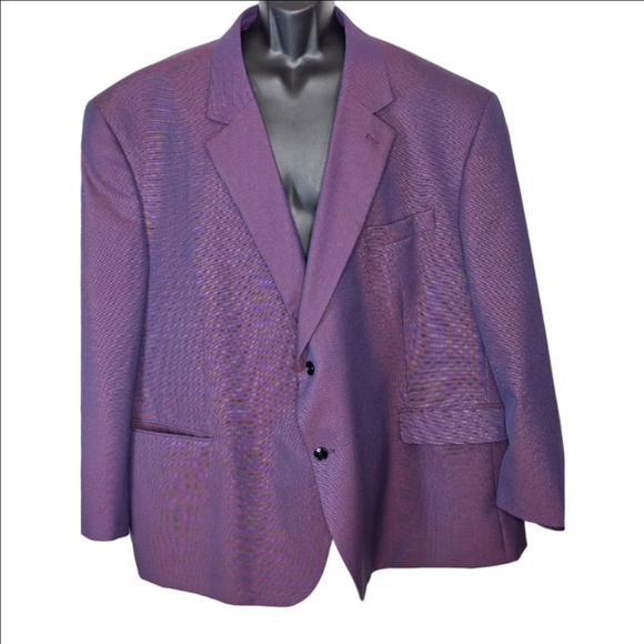 Oak Hill by DXL Big & Tall Linen-Blend Suit JacketMetallic Maroon Purple4X